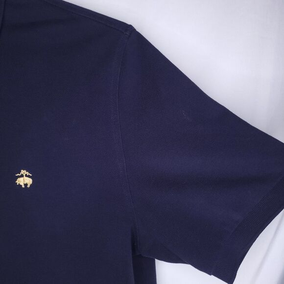 Brooks Brothers Polo Shirt Mens Medium Navy Gold Sheep Performance - Picture 5 of 11